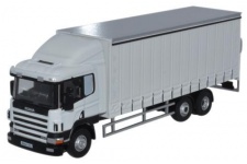 Oxford Diecast 76S9400 Scania 6 Wheel Curtainside Lorry White