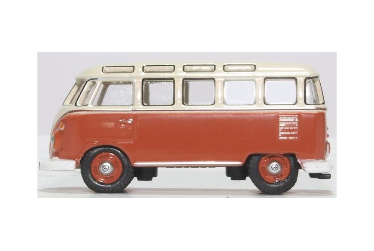 Oxford Diecast 76VWS001 VW T1 Samba Bus Sealing Wax Red Beige Grey Nearside