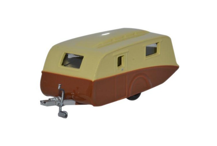 Oxford Diecast 76CV003 1:76 Scale Caravan Cream And Brown