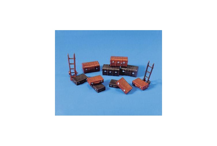 Modelscene 5062 OO Gauge Trunks, Suitcases and Trolley Sack Trucks