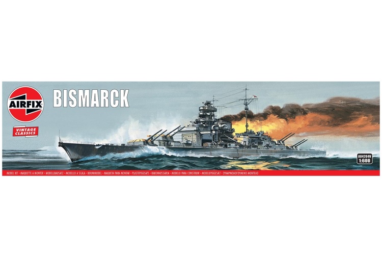 Airfix A04204V Bismarck Vintage Classics 1:600 Scale Model Ship Plastic Kit