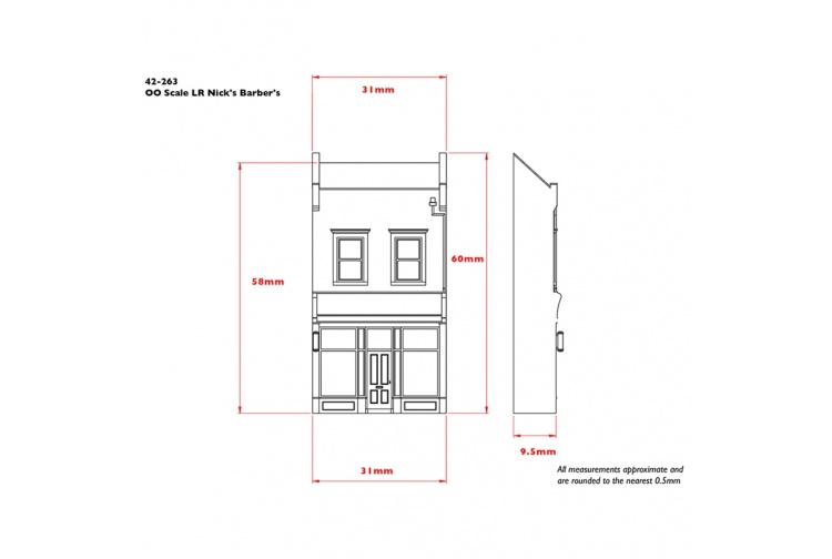 Bachmann Scenecraft 42-263 Low Relief Nick's Barbers Dimensions