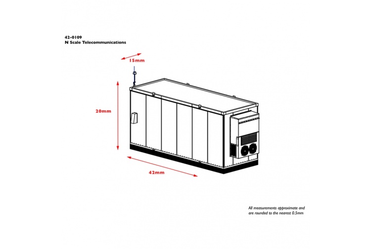 Bachmann Scenecraft 42-0109 Telecommunications Cabin dimensions