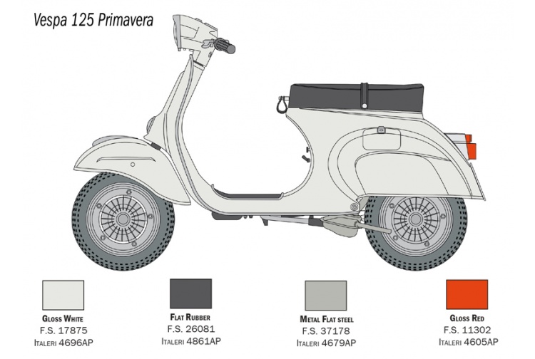 Italeri 4633 Vespa 125 Primavera Paint Guide