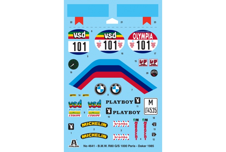 Italeri 4641 B.M.W. R80 G/S 1000 Paris Dakar 1985 Decals