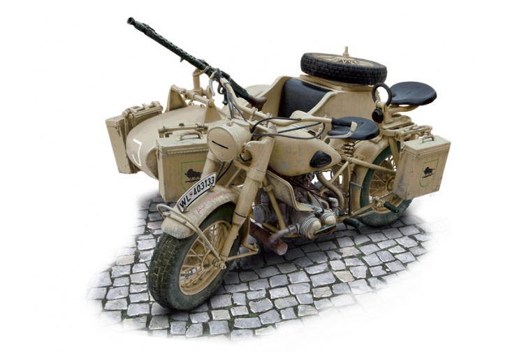 Italeri 7403 German Military BMW R75 Motorcycle And Sidecar