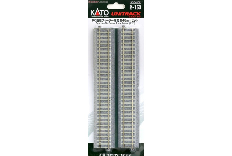 Kato 2-153 Unitrack (S246PCF) HO Gauge CS Concrete Tie Straight Feeder Track 246mm