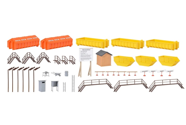 Kibri 38155 Decoration Set  OO / HO Recycling Center Plastic Kit contents