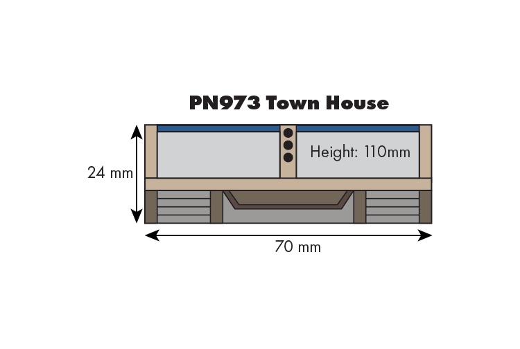 Metcalfe PN973 Low Relief Town House N Gauge Card Kit footprint