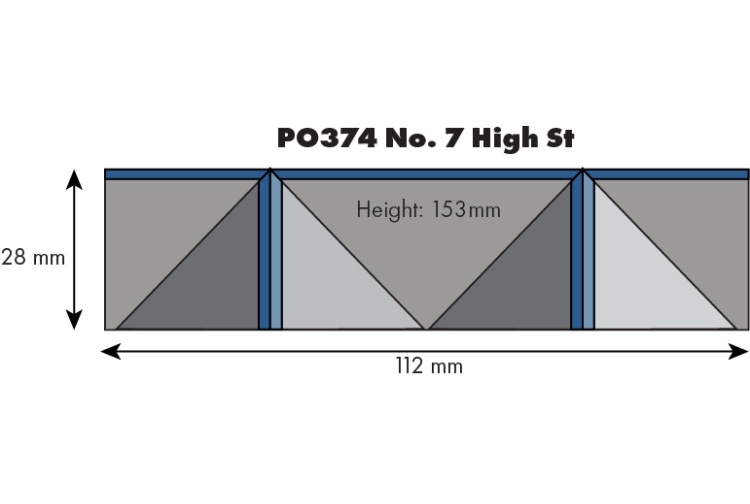 Metcalfe PO374 No. 7 High Street Low Relief Shop Front OO Gauge Card Kit footprint