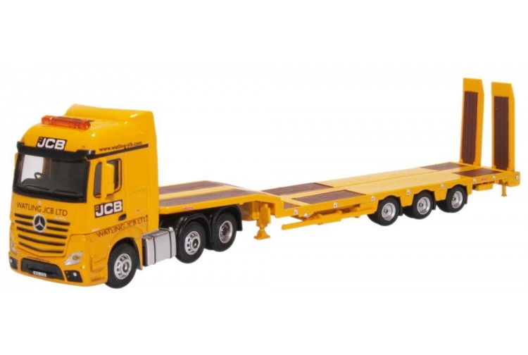 Oxford Diecast 76MB010 Mercedes Actros Semi Low Loader JCB