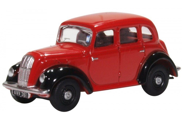 Oxford Diecast 76MES006 Morris Eight E Series Saloon Red Black