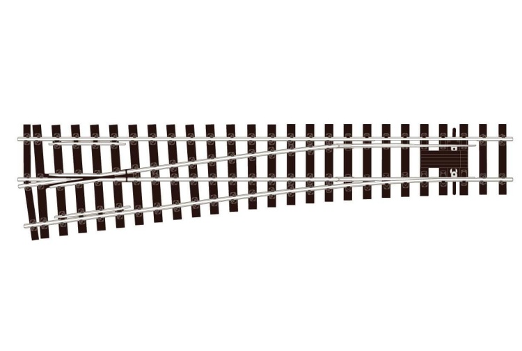 Peco SL-E792FB Streamline O Gauge Flat Bottom Turnout, Medium Radius, Left Hand