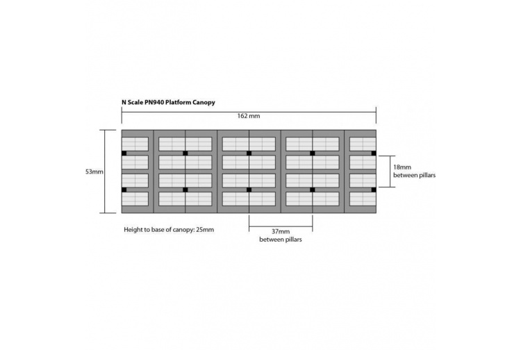 Metcalfe PN940 4 Bay Platform Canopy Card Kit dimensions