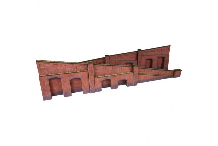 Metcalfe PO248 Tapered Retaining Wall In Red Brick Card Kit
